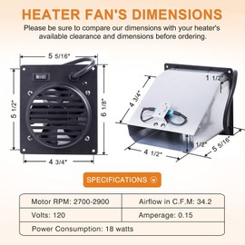 Adviace Wall Heater Blower Fan for Dyna-Glo, Mr. Heater and Kozy World Vent Free Heaters, Replacement WHF100 Dyna-Glo Heater Fan for Dyna-Glo NG, LP, Natural Gas, Liquid Propane Vent Free Wall Heater
