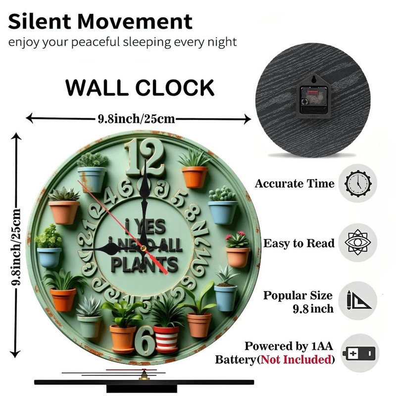 25x25cm Wooden Wall Clock with a Sliding Barn Door Style
