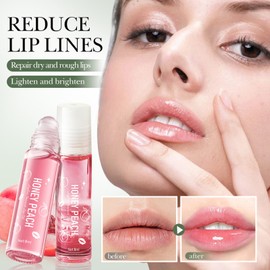 Set of 4 Lip Gloss Set, Fruity Moisturising Lip Oil, Colourless Fruity Roll On Lip Oil, Lip Glow Long Lasting for Lip Care Dry Lips