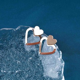 Cimenexe Vintage Heart Stud Earrings Gold Heart Earrings Love Heart Stud Earrings Bohemian Heart Front Back Earrings Jewellery for Women and Girls Gifts