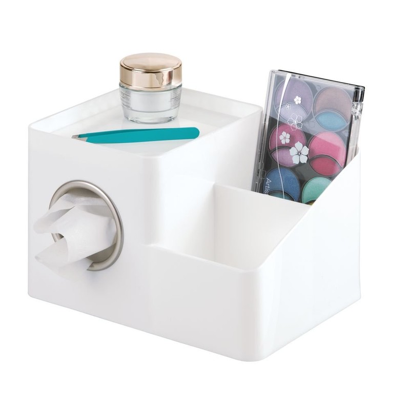 iDesign Facial Tissue Box Cover and Storage Caddy for Bathroom