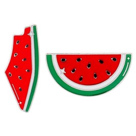 DEARMAMY Watermelon Brooch 2 Pieces Cute Enamel Brooch Cartoon Fruit Lapel Pin Scarf Hat Chest Jewelry Brooches Simple Accessories for Girls and Women, Zinc, No gemstone