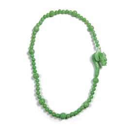 Regalia by Ulti Ramos Hand Carved Real Jade Bead Necklace with Dragon Head (Green)