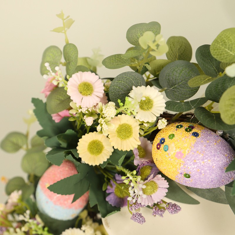 Easter Wreath Easter Eggs Daisy Garland Simulation Plants Door Hanger