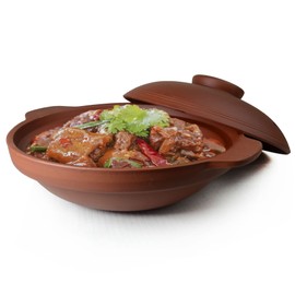Casserole Clay Pot Heat-resistant Premium Ceramic Bowl with Lid Cook Soup Terrine Red 45oz