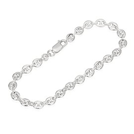 NKlaus Silver 18 cm 925 Sterling Silver Chain Coffee Bean Women's Men's Bracelet 5.00 mm 7gr 5448, Sterling Silver
