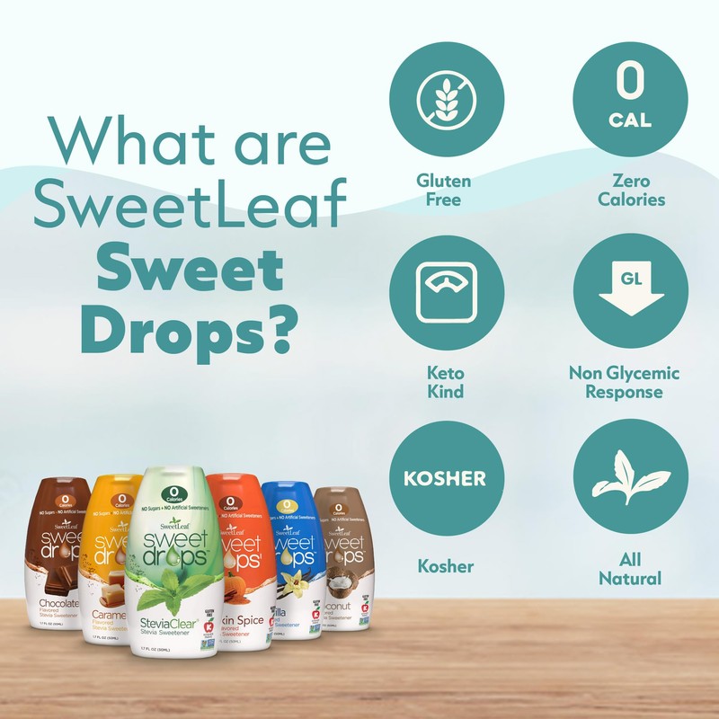 SweetLeaf Sweet Drops - Stevia Liquid Variety Pack, Chocolate, Caramel,