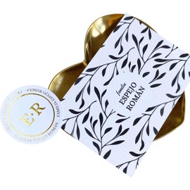 Paquete de 16 tarjetas personalizadas para tus regalos u obsequios, etiquetas de papel diseño floral impresas en papel texturizado, incluye un set de 24 stickers circulares con efecto metálico
