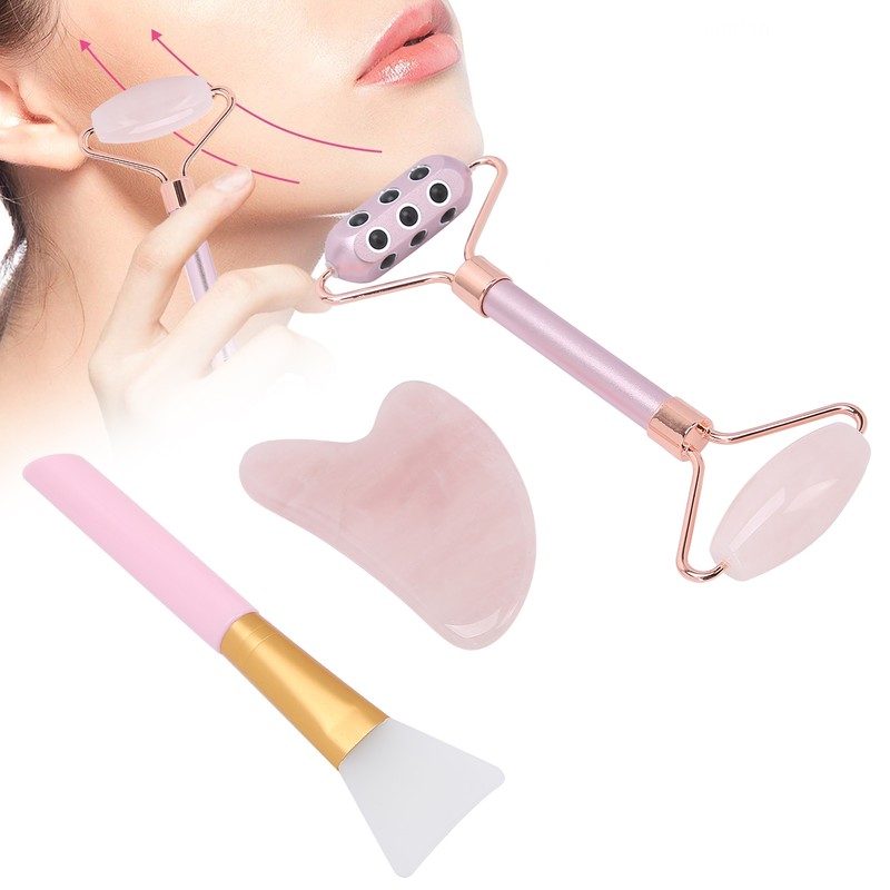 Face Roller Massager Gua Sha Board Mask Brush Set Beauty