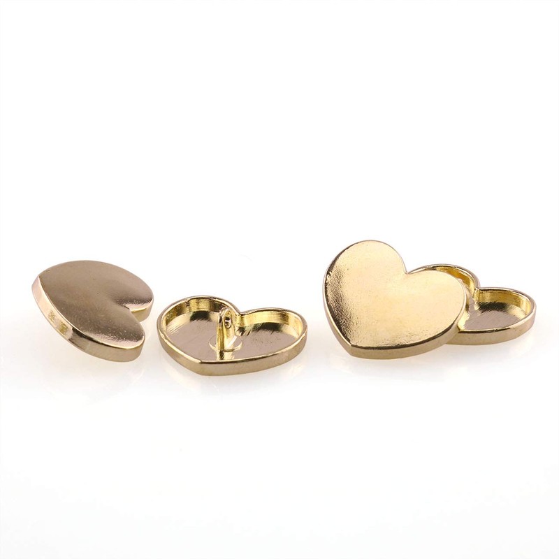 PZRT 6pcs 25mm Metal Heart-Shaped Buttons Fashion Women's Sewing Garment