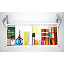 The Drop Block Under Cabinet Spice Rack - Pull down Spice Rack -Safely and neatly store steak knives, utensils, crafts and more (Medium,White)