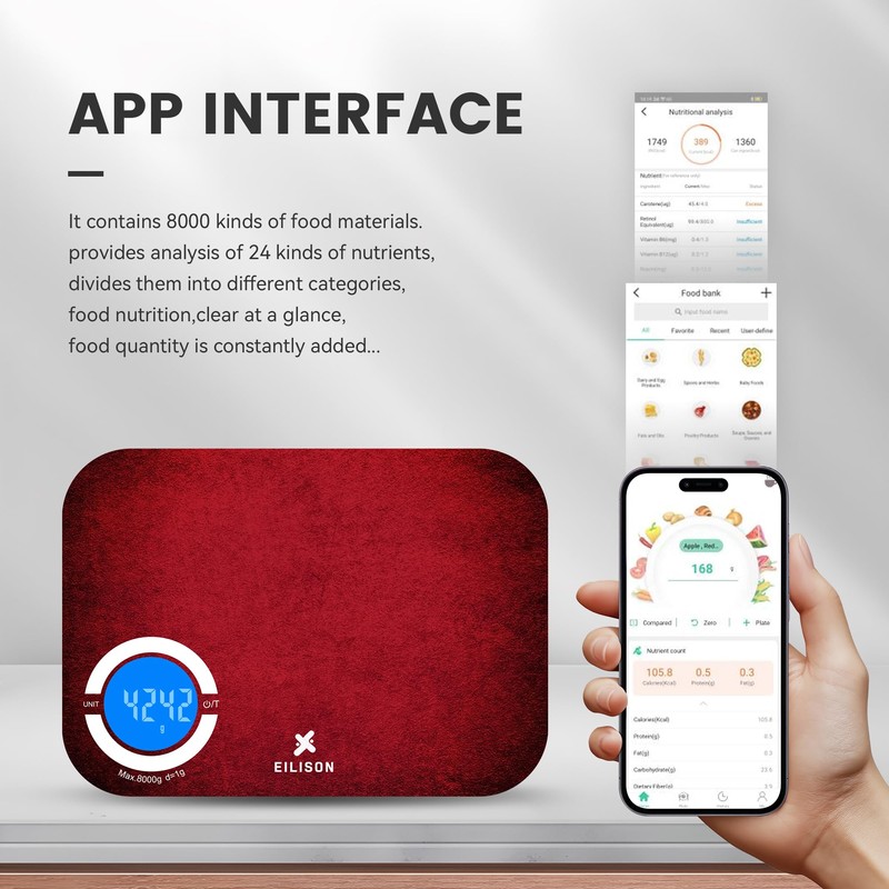 EILISON Smart Kitchen Food Scale with Bluetooth App, High-Precision Digital