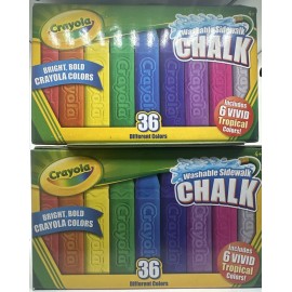 Crayola 2xCrayola Sidewalk Chalk 36 Pack Washable Includes 6 Vivid Tropical Colors New