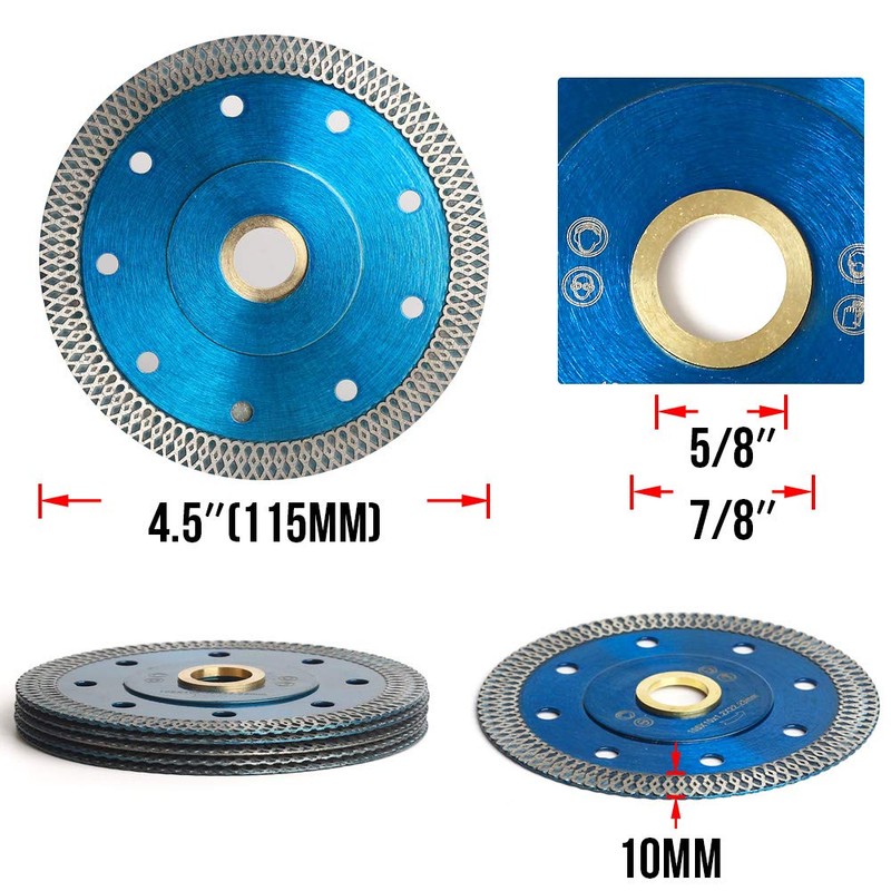 5Pcs/Box Super Thin Diamond Tile Blade 4.5" Porcelain Cutting Blade