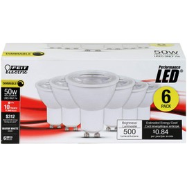 FEIT MR16GU10500/10KLED/6 500 lúmenes 3000 K MR16 LED regulable (paquete de 6)