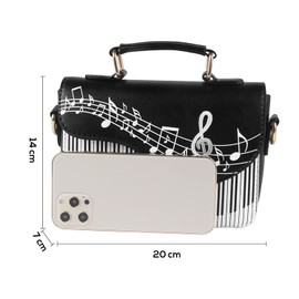 EVEOUT Women's Stylish Piano Pattern Handbag Shoulder Purse Shoulder Bag for Women, Style 5 Black, Elegant