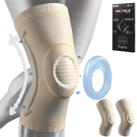 NEENCA 2 Pack Knee Braces for Knee Pain, Compression Knee Sleeves with Patella Gel Pad & Side Stabilizers, Knee Support for Meniscus Tear, Arthritis, Joint Pain, ACL, Runner, Workout- FSA/HSA APPROVED