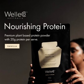 WelleCo, Nourishing Protein, Premium Organic Sprouted Brown Rice & Pea Protein, Vanilla Flavour, 300g (10.5oz) Pouch