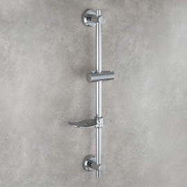 Tecmolog Drill Free Shower Slide Bar ABS Plastic Height/Angle Adjustable Shower Rail Suction with Dish Chrome, BC4044
