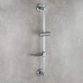 Tecmolog Drill Free Shower Slide Bar ABS Plastic Height/Angle Adjustable Shower Rail Suction with Dish Chrome, BC4044