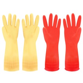 Discoball 2 Pairs Rubber Cleaning Gloves Non-slip Kitchen Dishwashing Household Glove, Long Sleeve, Reuseable