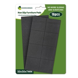 COVERCORNER Non Slip Furniture Pads 16 PCS 2'' Square - Anti Slip Furniture Pads - Self Adhesive Rubber Feet Furniture Feet - Chair Leg Floor Protectors - Keep Furniture in Place