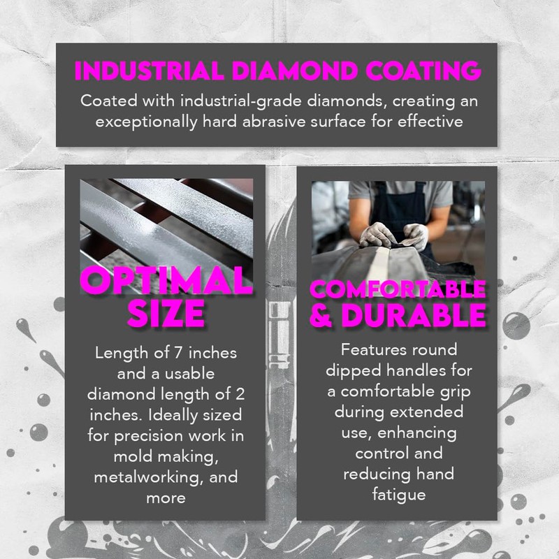 SE 74330DF 6-Piece Flat Diamond Grit File Set - Multi-Grit