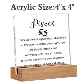 Zodiac Gifts for Women Men, February March Birthday Gifts for Women Men Friend, Unique Home Decor Office Desk Sign Keepsake