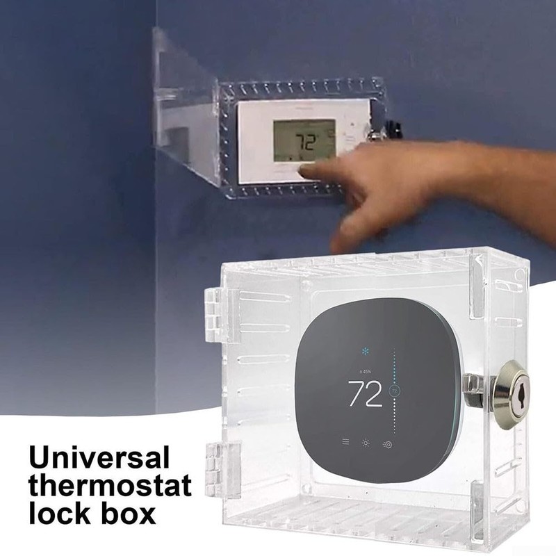 Universal Thermostat Guard with Lock, Clear Acrylic Thermostat Lock Box