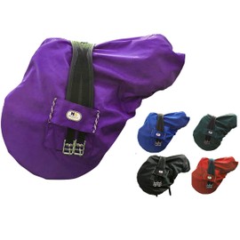 Majestic Ally Nylon Waterproof Fleece Lined Ride On English Saddle Cover-Multiple Color (Purple)
