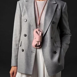 Qunkmiru Neck Eyeglass Case, Stylish Women's, Men's, Leather, Leather, Slim, Soft, Lightweight, Compact, Pink