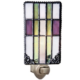 Decorative Night Light Accent Lite Wall Plug in Nightlight Bedroom Bathroom Nursery Kitchen Purple Green Stained Glass Mission Home Décor J Devlin NTL 170