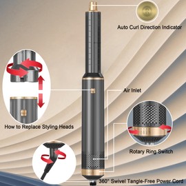 Dryhsip 5-in-1 Hair Dryer Brush Set, Hot Air Curling Brush, Straightening Brush, Volumizing Brush