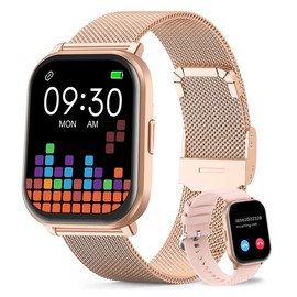EASYTAO Smartwatch 2.01" Pantalla Grande, Reloj Inteligente Bluetooth, Impermeable IPX67, Monitor De Frecuencia Cardíaca/SpO2/Presión Arterial, Micrófono Incorporado(Correa de Silicona y Metal)