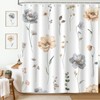 Spring Watercolor Beige Gray Floral Shower Curtain 72X72Inch