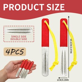 4PCS Fishing Hook Sharpener Set with Double-Sided Diamond Grit and Comfortable Handle, Portable Fishing Tool for Carp, Fly, Surf, and Trout Gear Accessories, 4 Inch (Orange)