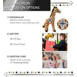 DolliBu Wild Giraffe Stuffed Animal with Silver Cross and Personalization - Religious Baptism Gifts for Boys and Girls, Dedication Christening Gifts Plush Prayer Toy Healing Teddy Bear - 12.5 Inches