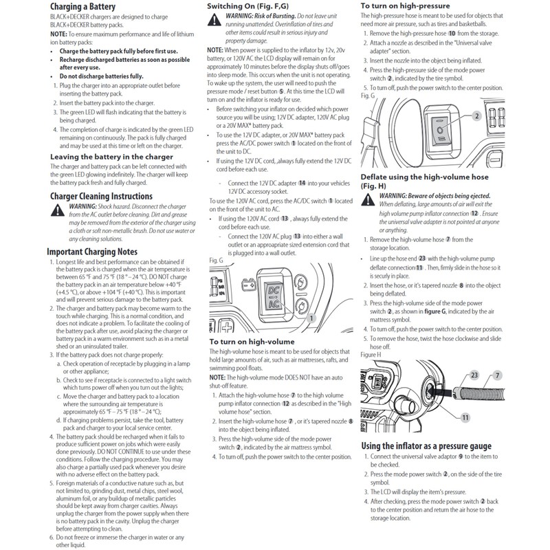 BLACK+DECKER Tire Inflator Portable Air Compressor, Air Pump for Inflatables,