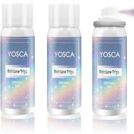 Yosca Body Glitter Spray, 3Pcs Holographic Silver Travel Shiny Glitter Spray