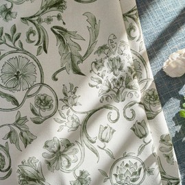 jinchan Floral Blackout Curtains for Bedroom Living Room 84 Inch Length Farmhouse Curtains Room Darkening Vintage Drapes Traditional Rod Pocket Window Treatment 2 Panels Set Sage Green on Beige