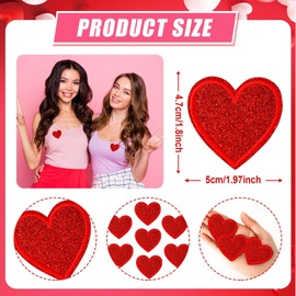 30pcs Glitter Heart Iron on Patches Valentine's Day Clothing Embroidered Colorful Shiny Red Heart Sew on Patches Applique Repair Patch ﻿DIY Crafts for Clothing Jacket Jeans Pants Dress Backpack Hat