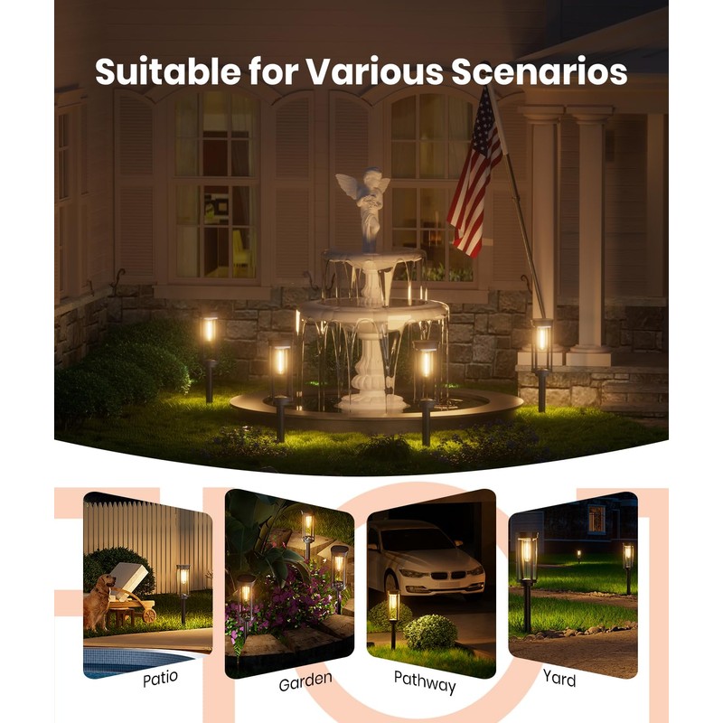 ALFIOT Solar Pathway Lights Outdoor Solar Lights Outdoor, IP65 Waterproof