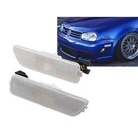 eLoveQ Front Bumper Side Marker Lamps Housings Compatible with 1999-2005 Volkswagen MK4 Golf GTI R32 Rabbit Jetta, Replace OEM Amber Sidemarker Lamps (CLEAR)