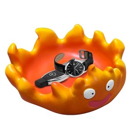 Amine Calcifer Fire Key Tray for Entrway Table Desktop Storage Catchall Organizer Decorative Tray for Entryway Table to Hold Jewelry Watch Keys Phone