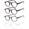 EYEURL 4-Pack Small Round Reading Glasses for Women Men Neck