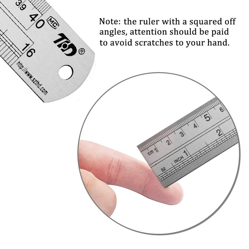 ZZTX Ruler Metal Straight Edge Stainless Steel Ruler 16 Inch