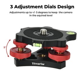 Camera Photography Tripod Leveler Tri-Wheel Leveling Base,Aluminum Alloy Bubble Level and 3/8 inch Screw, 3 Dials with +/-5 Degree Precision Adjustment for DSLR Camera