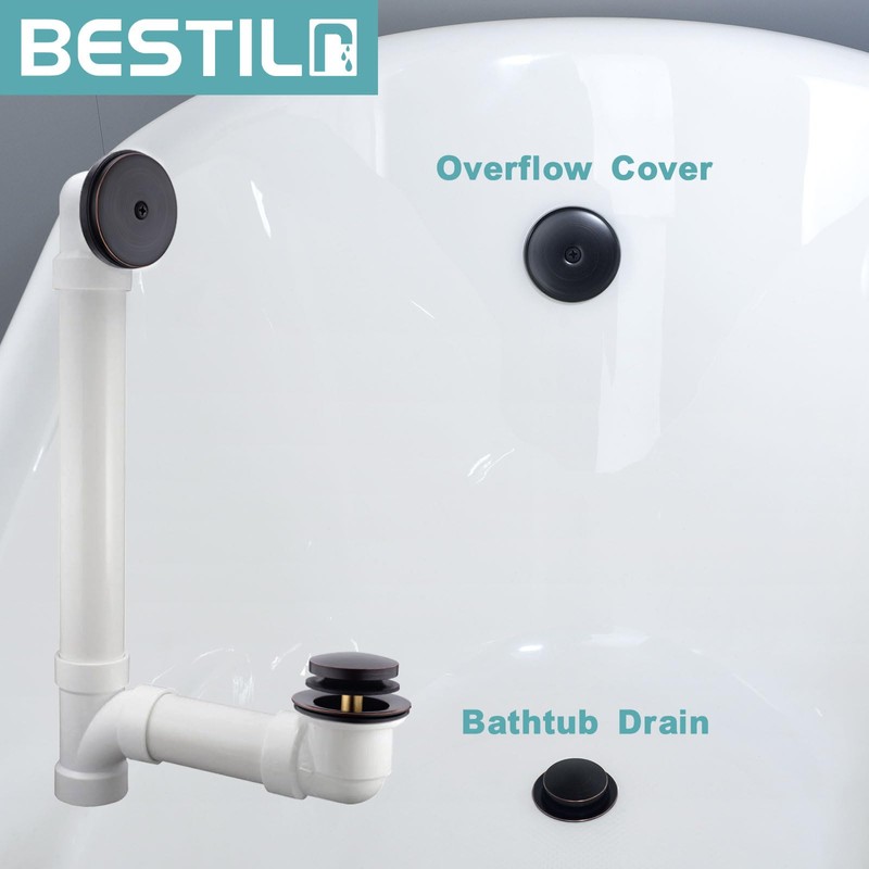 BESTILL Single Hole Bathtub Drain Overflow Plate Kit，Oil Rubbed Bronze