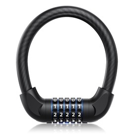 ZPOW Bicycle Key, Chain Lock, Wire Lock, 5 Digit Dial, Changeable Password, Heavy Duty, U-Lock, Anti-Theft, Bicycle Key Ring Lock, Rear Wheel, Key, Extra Thick Bicycle Lock, Approx. 0.7 inches (18 mm) x 15.7 inches (400 mm), Length: Approx. 8.5 oz (240 g