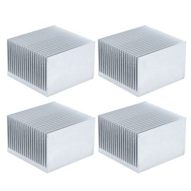 Tissting Pack of 4 Aluminium Heatsinks 60 x 60 x 39 mm, Heatsink Cooling Fin Kit for Cooling 3D Printers and LED Light Devices, Computers, Power ICs, (Without Glue)